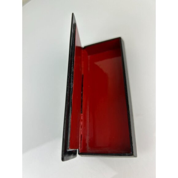 Russian Black Lacquer Hand Painted Artist Signed Trinket Box Hinged Sled Horse - Picture 10 of 16